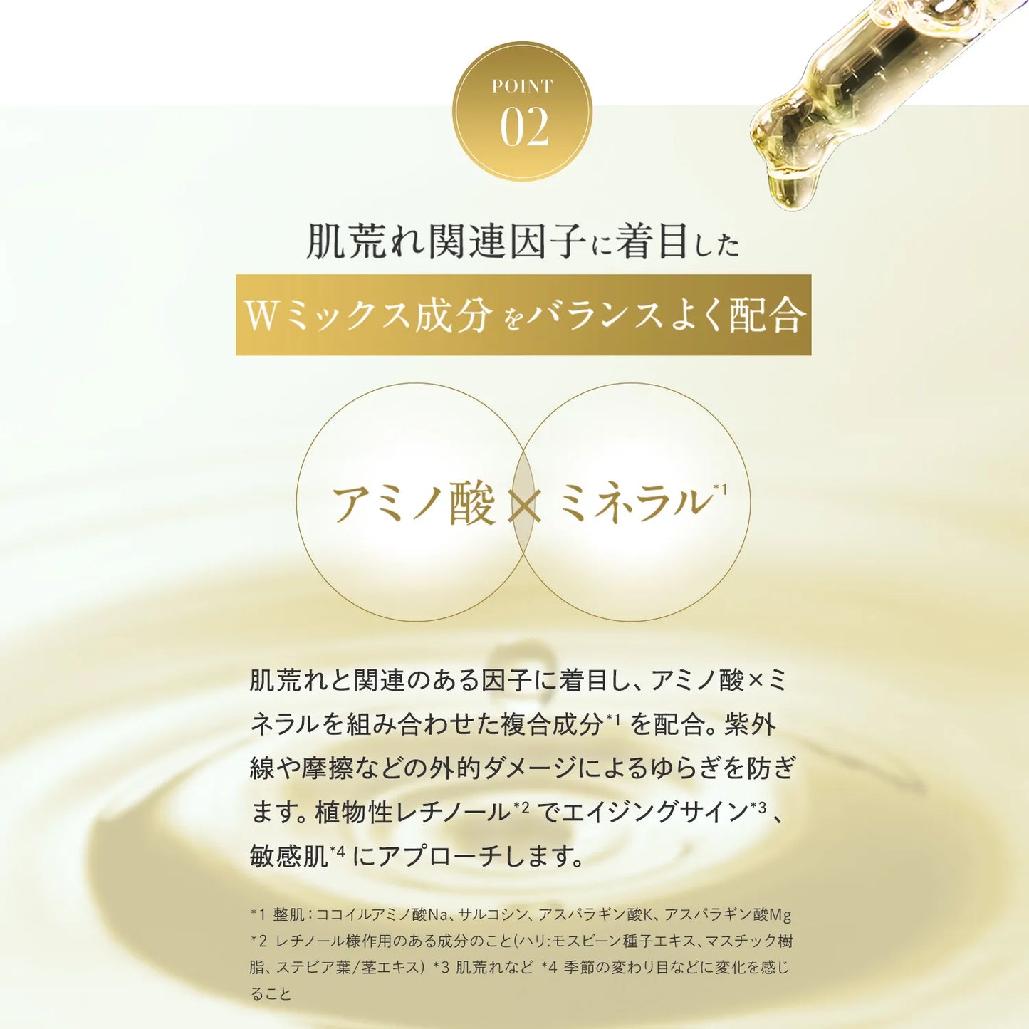 リスブラン シリーズ ポイント2 Wミックス成分 アミノ酸 ミネラル*1 *1整肌:ココイルアミノ酸Na サルコシン アスパラギン酸K アスパラギン酸Mg