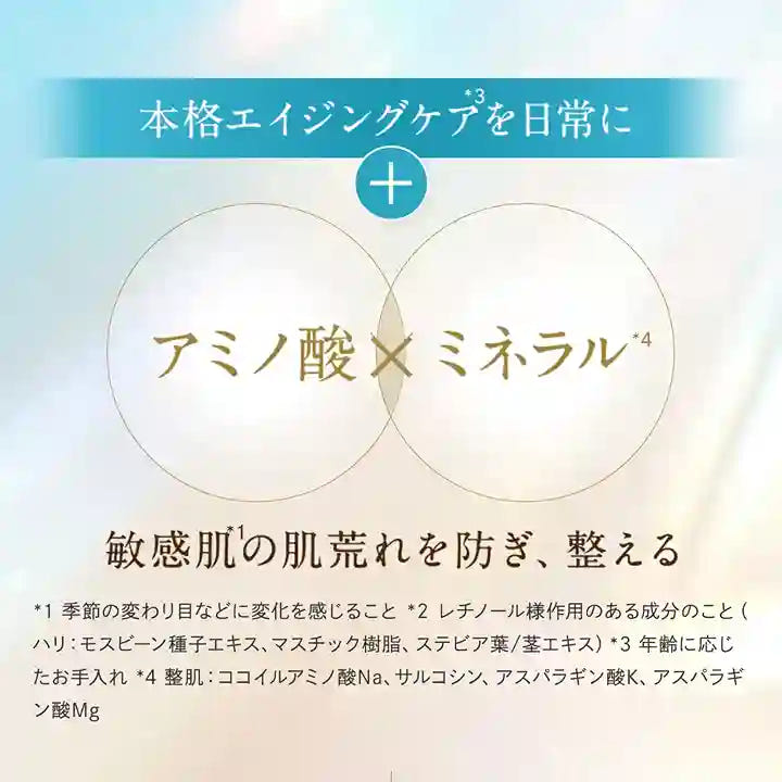 リスブランシリーズ 特徴 アミノ酸 ミネラル*4 *4整肌:ココイルアミノ酸Na サルコシン アスパラギン酸K アスパラギン酸Mg