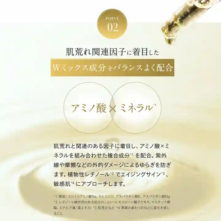 リスブラン シリーズ ポイント2 Wミックス成分 アミノ酸 ミネラル*1 *1整肌:ココイルアミノ酸Na サルコシン アスパラギン酸K アスパラギン酸Mg