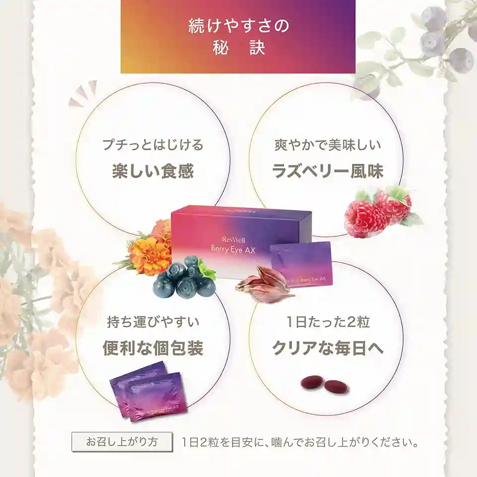 レヴウェル ベリーアイ AX 続けやすさ ラズベリー風味 便利な個包装