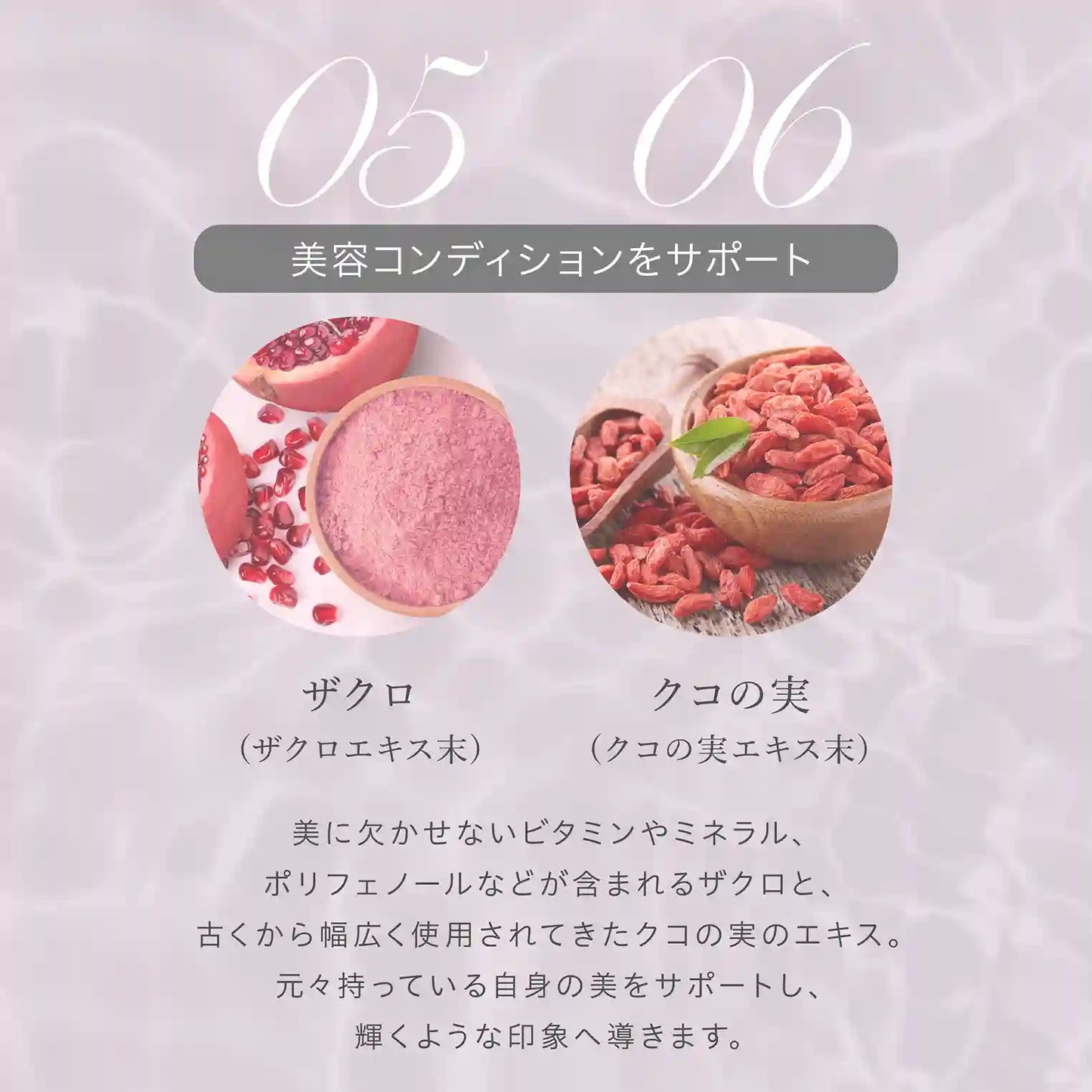 ヴィーナスレシピ VF ゼリー サポート成分 ザクロ(ザクロエキス末) クコの実(クコの実エキス末)