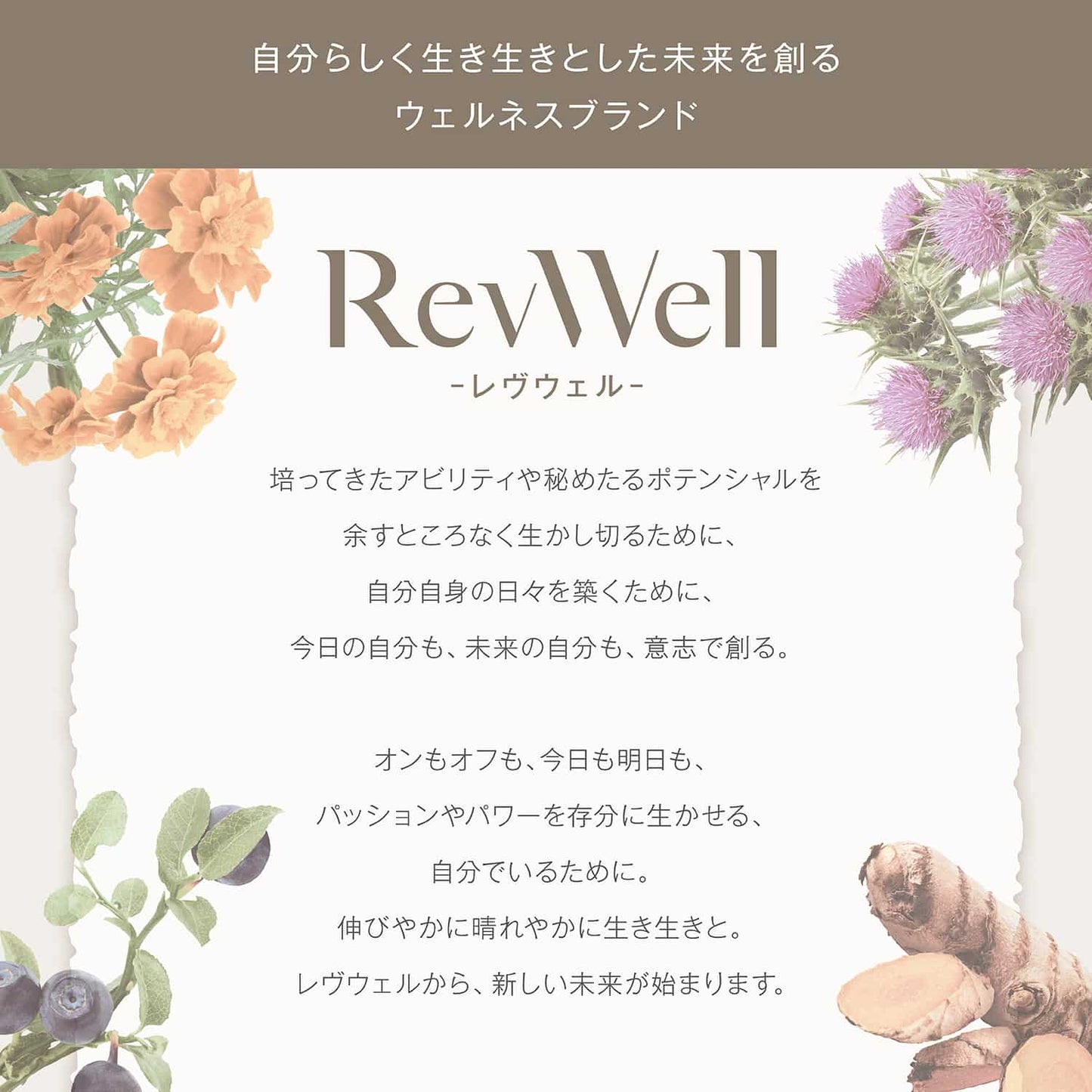 レヴウェル ブランドコンセプト 自分らしく生き生きとした未来を創る ウェルネスブランド