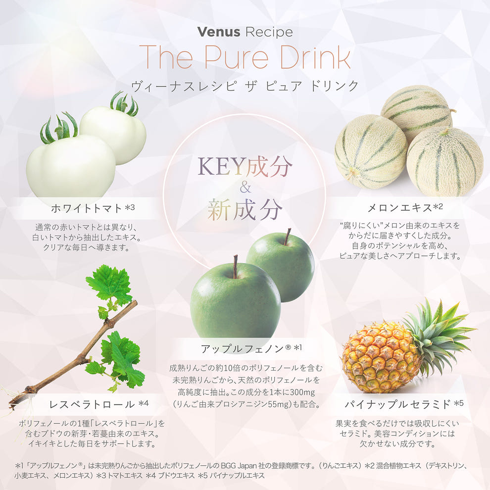 ヴィーナスレシピ ザ ピュア ドリンク キー成分 新成分