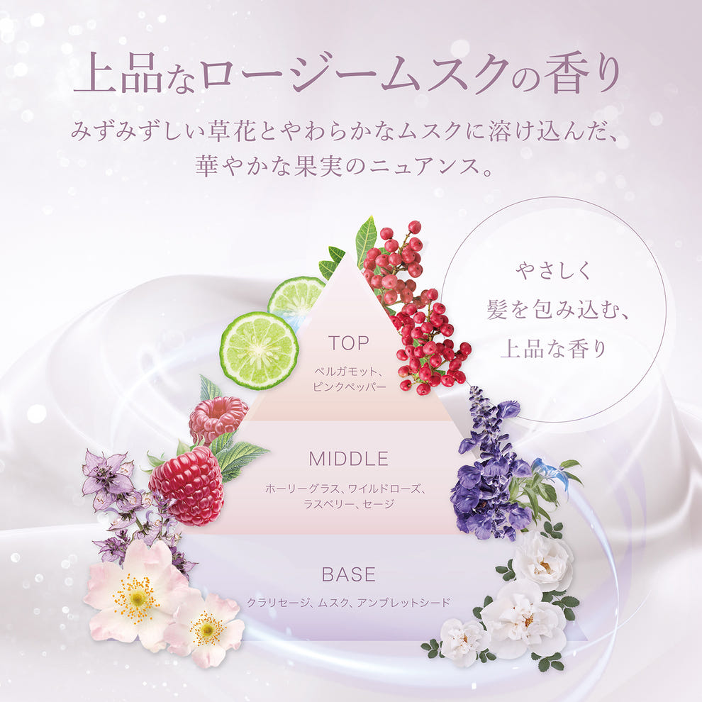 アクシージア モイスチャライジング ヘアミルク 上品なロージームスクの香り