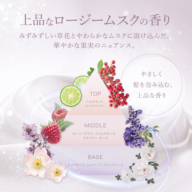アクシージア モイスチャライジング ヘアミルク 上品なロージームスクの香り