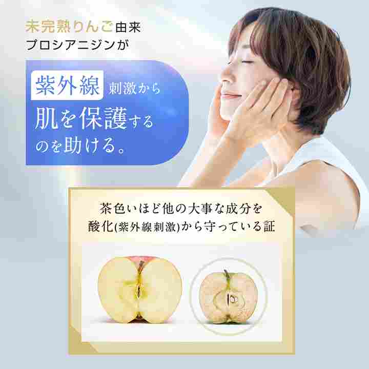 ヴィーナスレシピ ザ ホワイト ドリンク 機能性表示食品 未完熟りんご由来 プロシアニジンが紫外線刺激から肌を保護するのを助ける